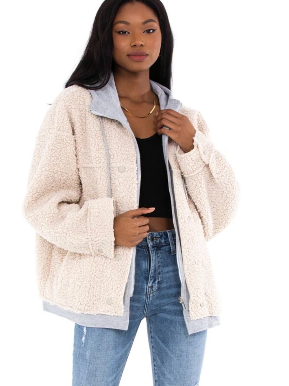 LBLC The Label Indie Jacket Sherpa Teddy Hooded